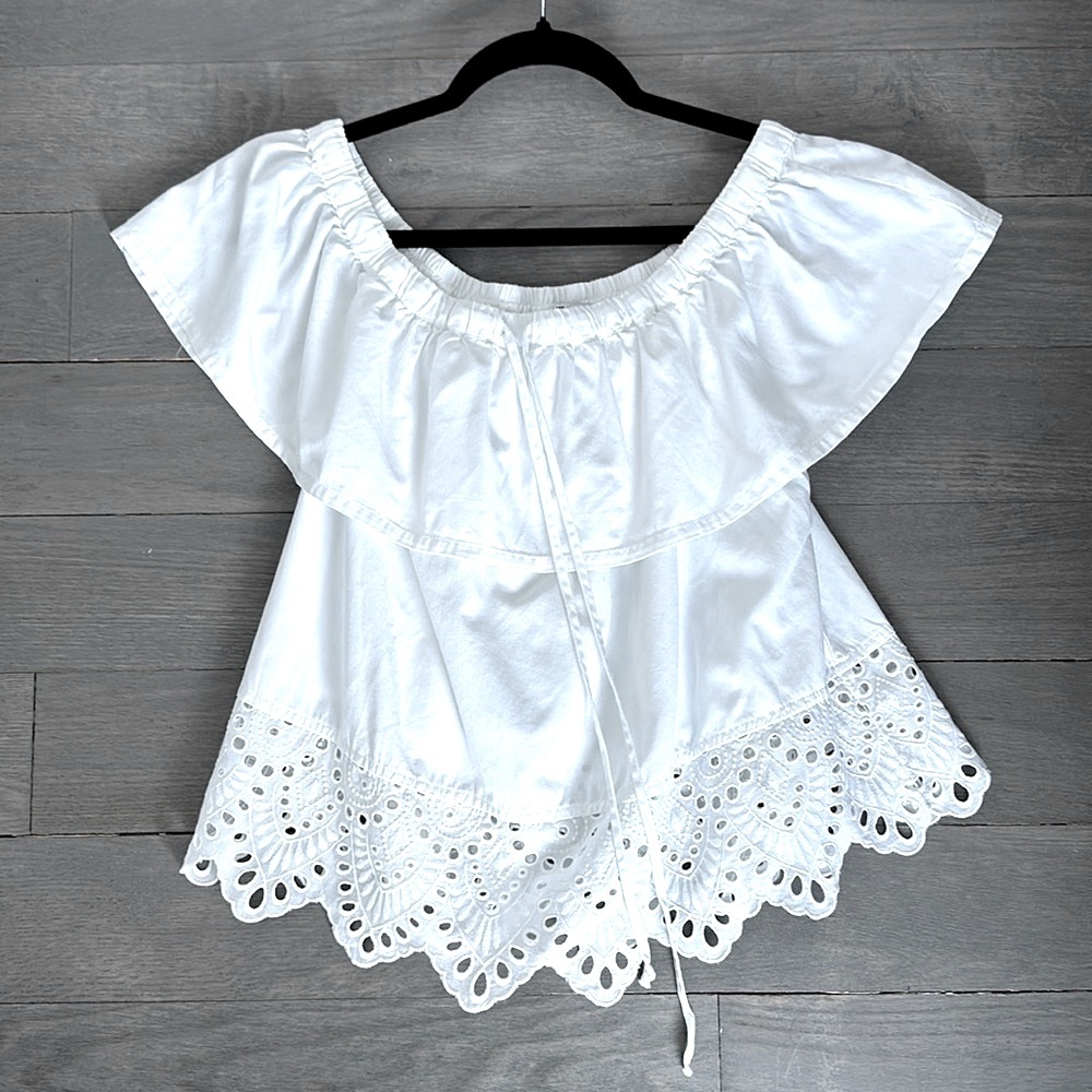 Madewell cotton eyelet top - off the shoulder size XS